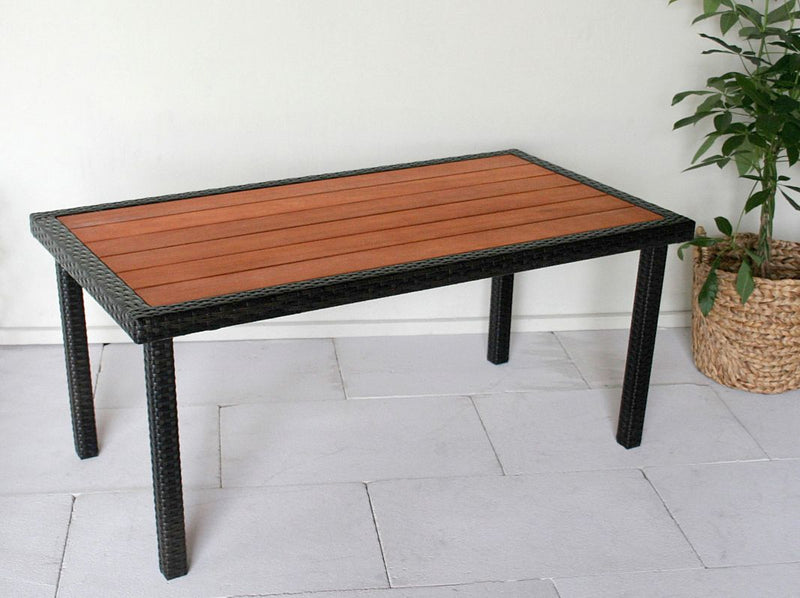 Outdoor Wicker Table with Eucalyptus Top