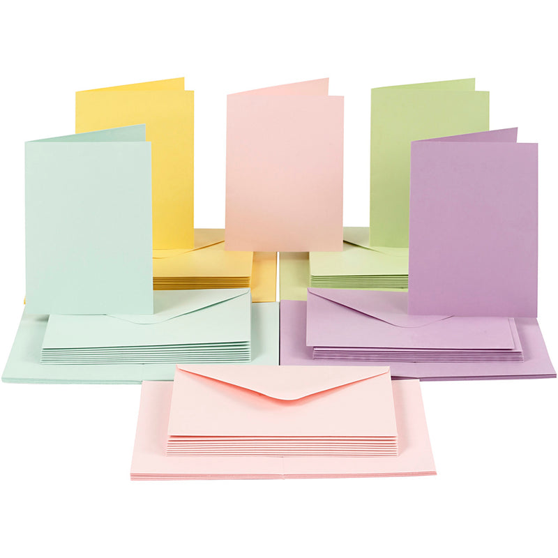 Blank Cards and Envelopes (Pastel Colours) pk 50