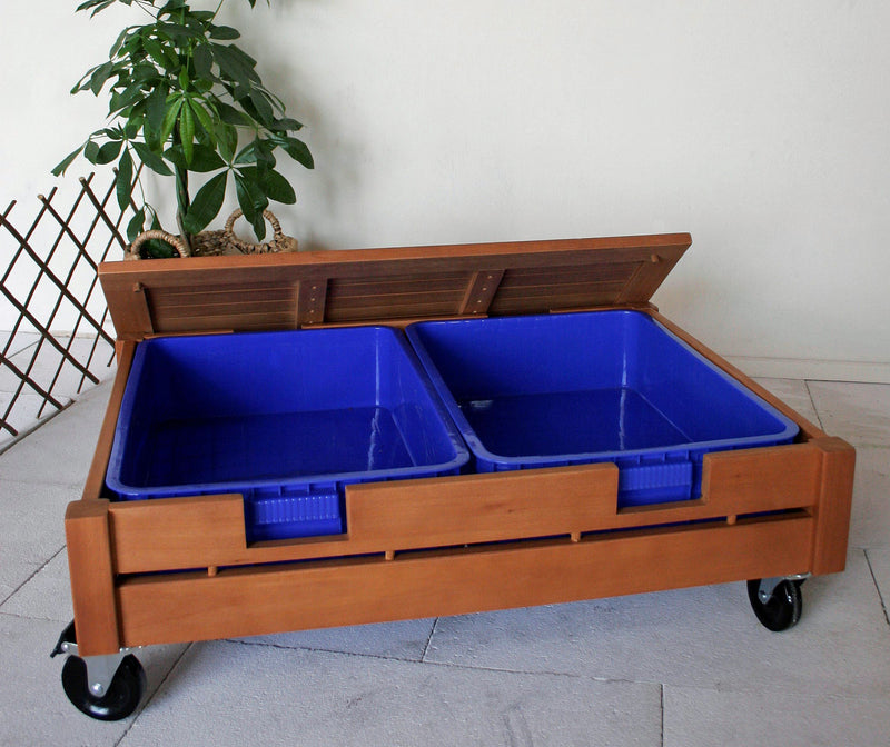 Outdoor Sandbox on Castors with Trays & Lid