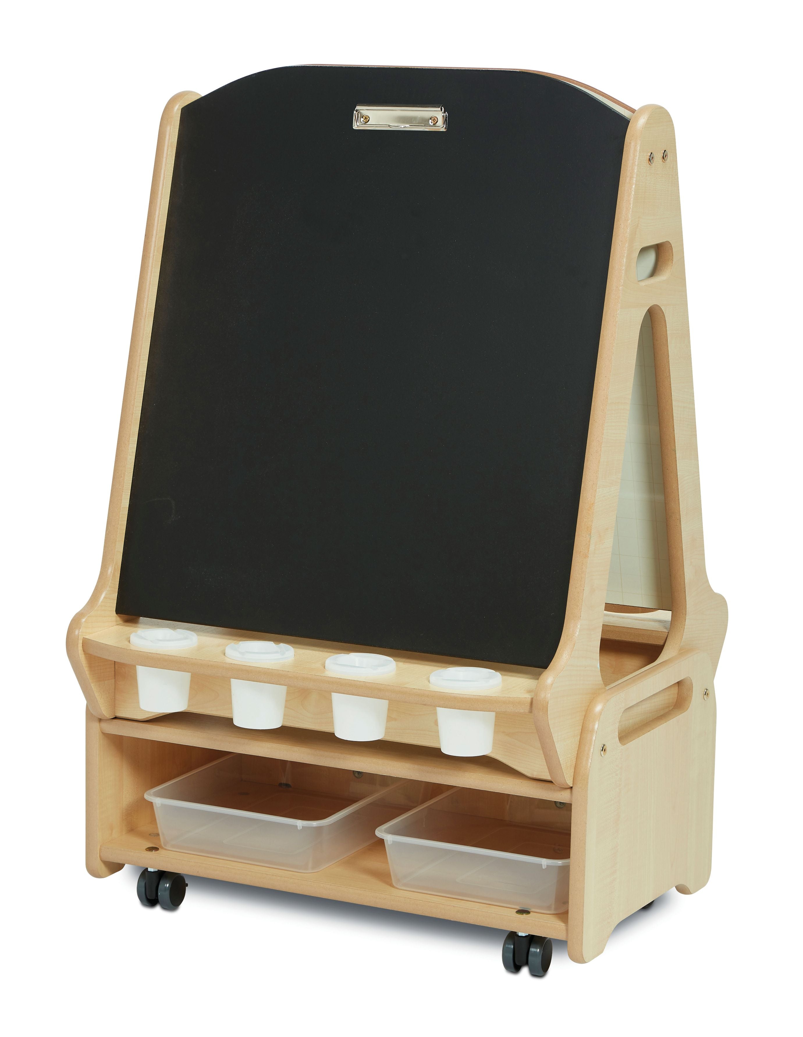 Millhouse Double-sided 2 Station Chalk/Whiteboard Easel with Low Stora ...