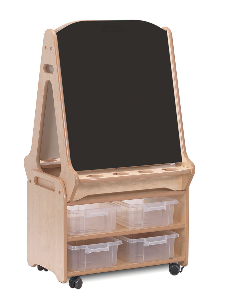 Millhouse Double-sided 2 Station Chalk/Whiteboard Easel with Tall Storage Trolley