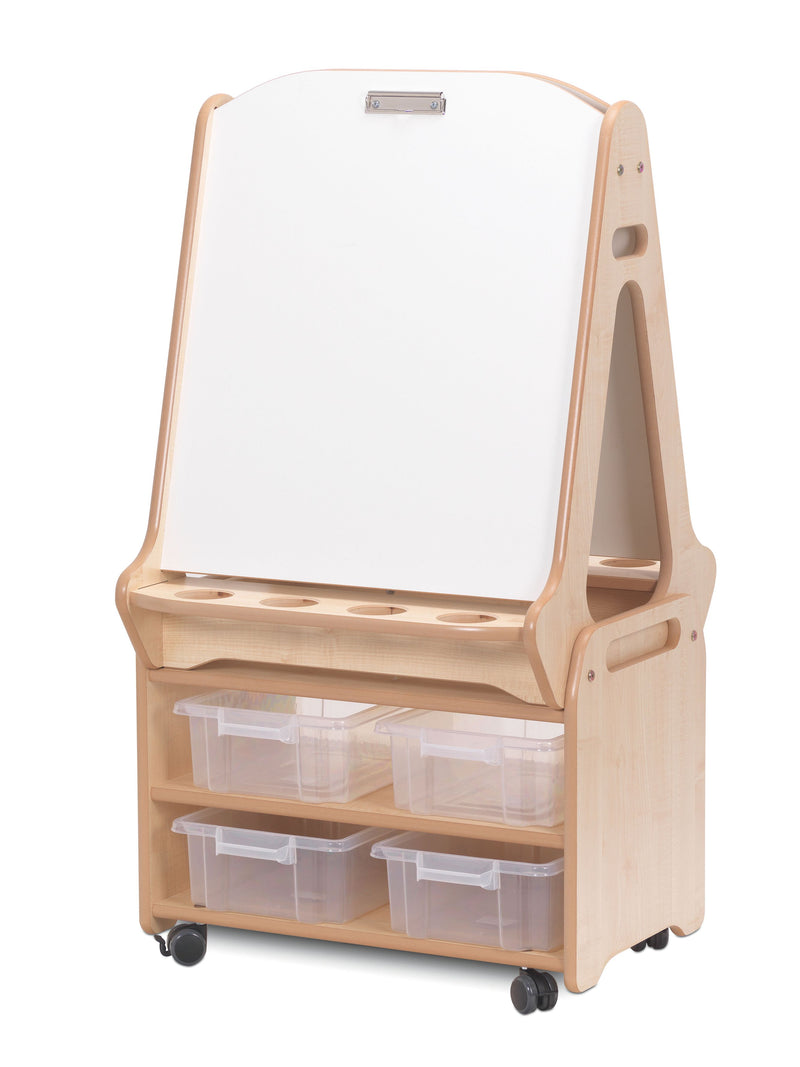 Millhouse Double-sided 2 Station Whiteboard Easel with Tall Storage Trolley