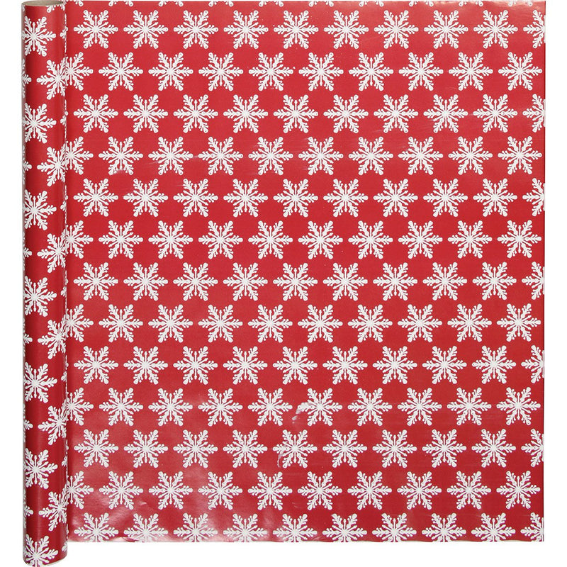 Wrapping Paper (Red Snowflakes) 50cm x 3m